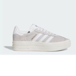 adidas Gazelle Platform Sneakers in Light Gray and White